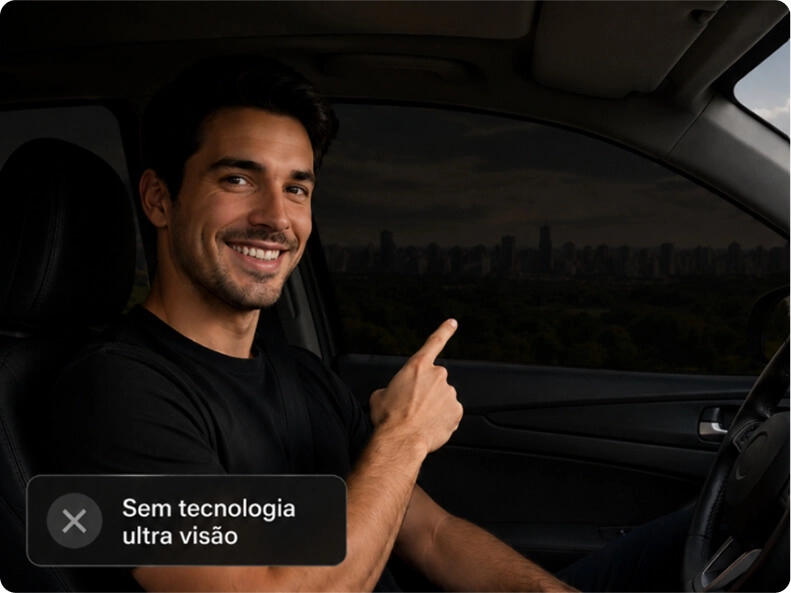 IMAGEM ILUSTRATIVA - HOMEM DENTRO DE CARRO COM PELÍCULA SEM TECNOLOGIA ULTRA VISÃO