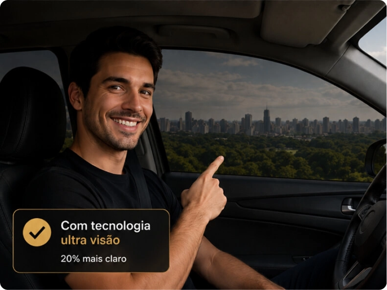 IMAGEM ILUSTRATIVA - HOMEM DENTRO DE CARRO COM PELÍCULA COM TECNOLOGIA ULTRA VISÃO