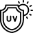IMAGEM ILUSTRATIVA - ÍCONE DE ESCUDO DE UV COM SOL AO FUNDO
