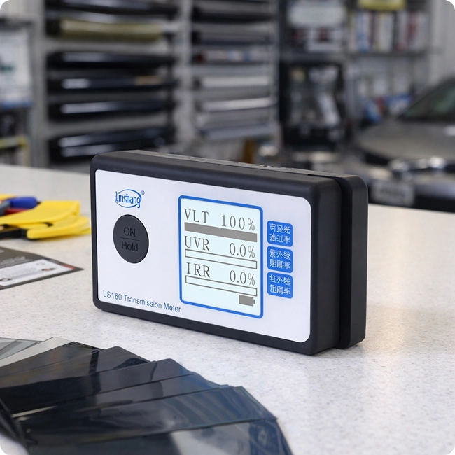 Medidor LS160 em cima de uma mesa