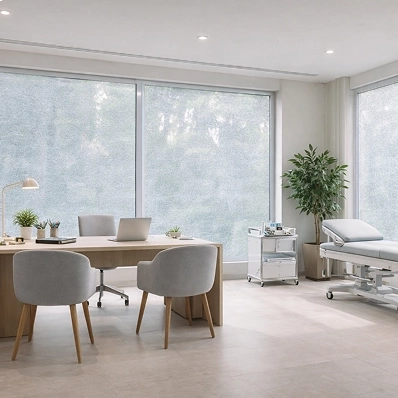 Imagem Ilustrativa de um Consultório de Dentista com a Película Decortiva Algodão