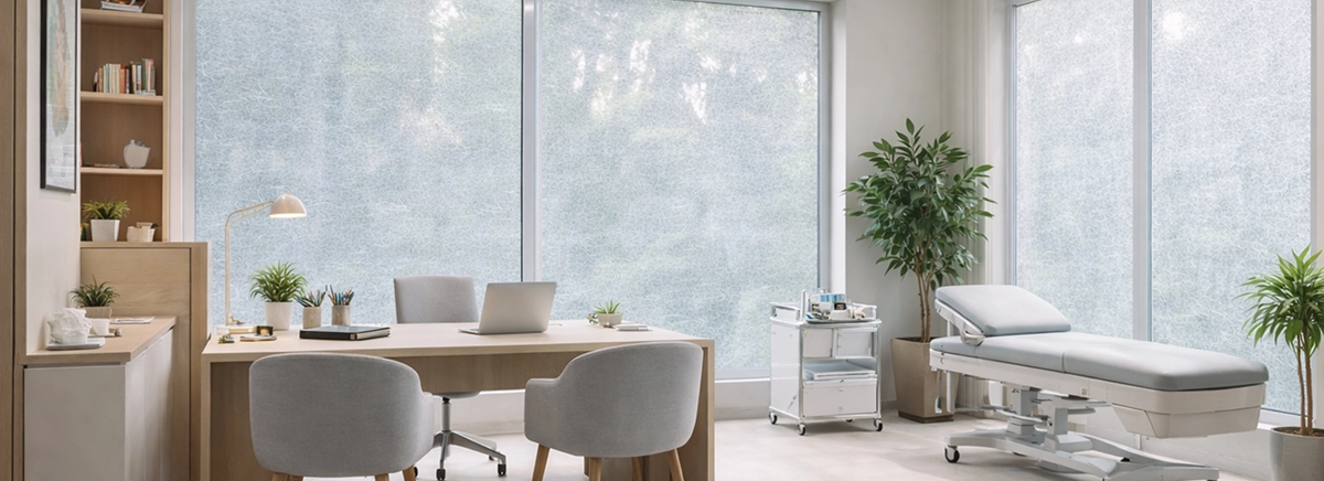 Imagem Ilustrativa de um Consultório de Dentista com a Película Decortiva Algodão 