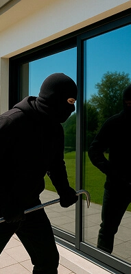 Imagem ilustrativa de um criminoso próximo de uma porta