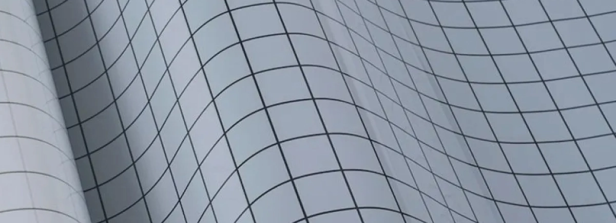 Ambiente moderno com vidro decorado com a Película Decorativa Quadrado 2x2, exibindo o padrão geométrico quadriculado que traz organização e sofisticação ao vidro