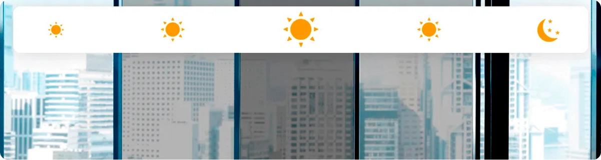 Demonstrativo das tonalidades da pelicula conforme passa o dia
