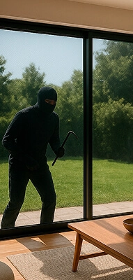 Imagem ilustrativa de um criminoso próximo a sala de estar