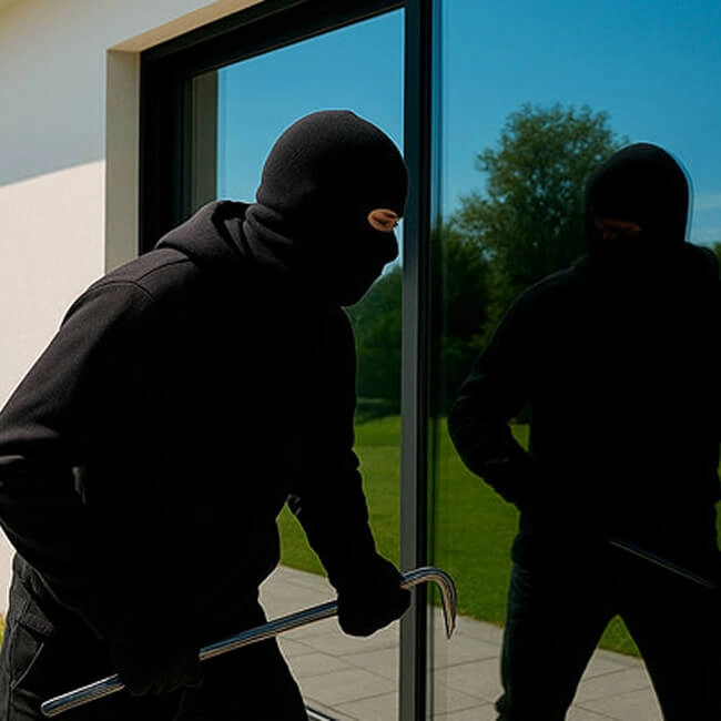 Imagem ilustrativa de um bandido olhando dentro de um carro