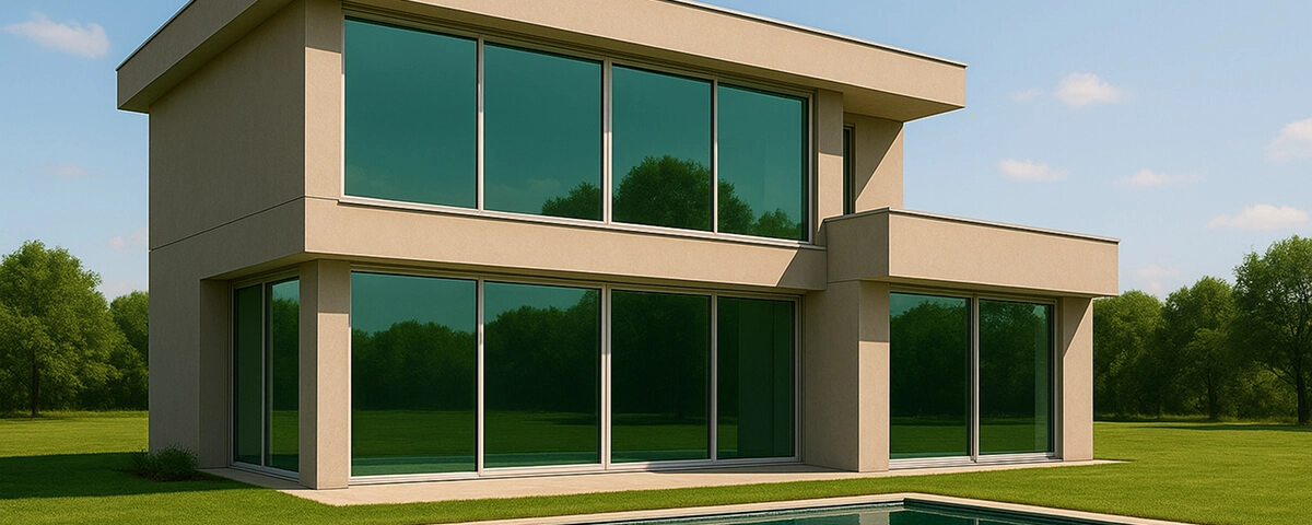 Imagem ilustrativa de uma casa com películas da cor verde