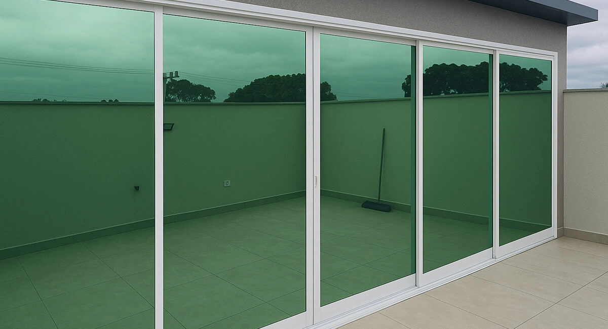 Imagem ilustrativa de uma casa com películas da cor verde